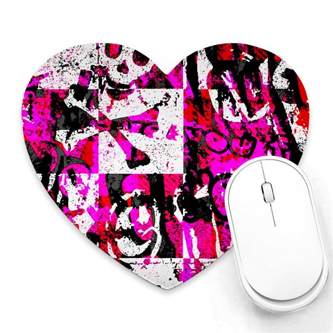 Pink Checker Graffiti Heart Mousepad from ArtsNow.com Front