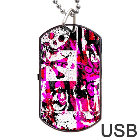 Pink Checker Graffiti Dog Tag USB Flash (Two Sides) from ArtsNow.com Front