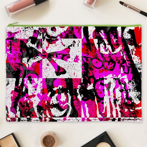 Pink Checker Graffiti Cosmetic Bag (XXXL) from ArtsNow.com Front