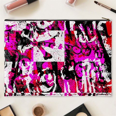 Pink Checker Graffiti Cosmetic Bag (XXXL) from ArtsNow.com Back