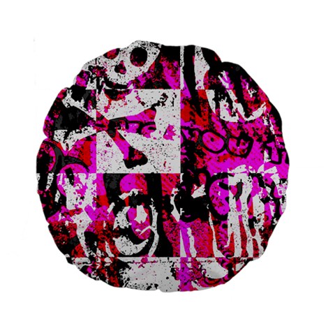 Pink Checker Graffiti Standard 15  Premium Round Cushion  from ArtsNow.com Back