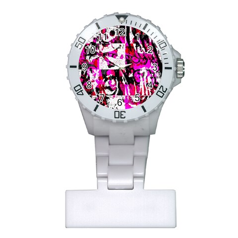 Pink Checker Graffiti Plastic Nurses Watch from ArtsNow.com Front