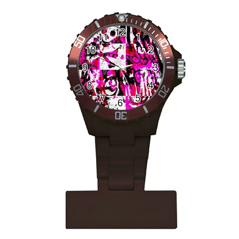 Pink Checker Graffiti Plastic Nurses Watch from ArtsNow.com Front