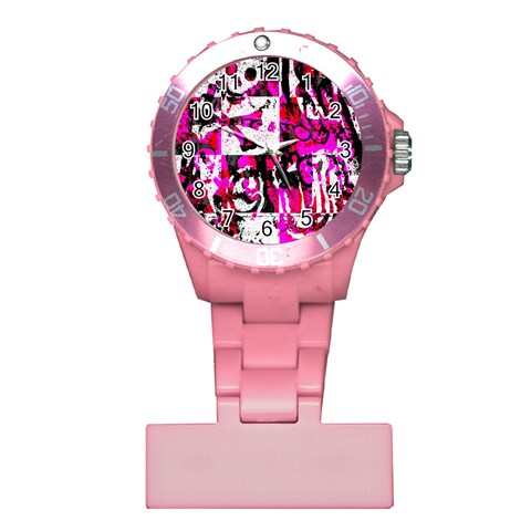 Pink Checker Graffiti Plastic Nurses Watch from ArtsNow.com Front