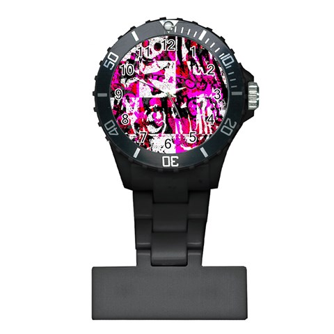 Pink Checker Graffiti Plastic Nurses Watch from ArtsNow.com Front