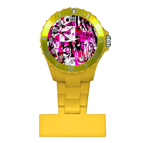 Pink Checker Graffiti Plastic Nurses Watch from ArtsNow.com Front