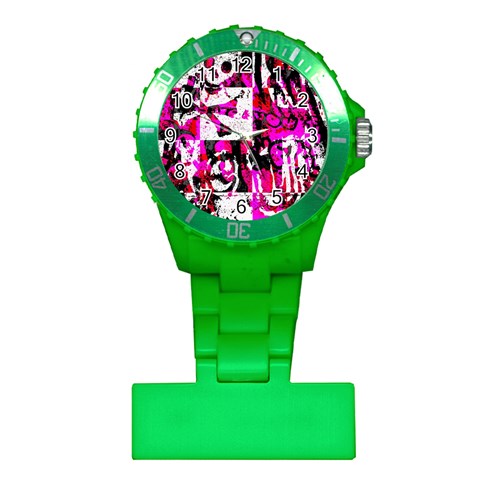 Pink Checker Graffiti Plastic Nurses Watch from ArtsNow.com Front