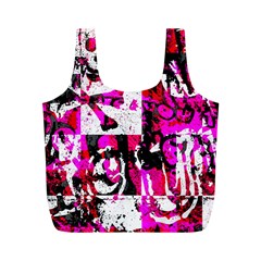 Pink Checker Graffiti Full Print Recycle Bag (M) from ArtsNow.com Front