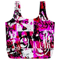 Pink Checker Graffiti Full Print Recycle Bag (XL) from ArtsNow.com Front