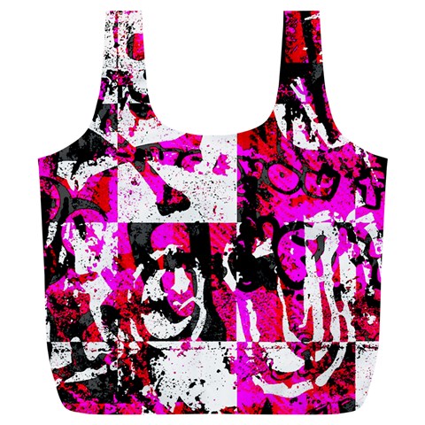 Pink Checker Graffiti Full Print Recycle Bag (XL) from ArtsNow.com Back