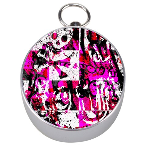 Pink Checker Graffiti Silver Compass from ArtsNow.com Front