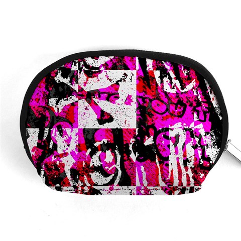 Pink Checker Graffiti Accessory Pouch (Medium) from ArtsNow.com Front