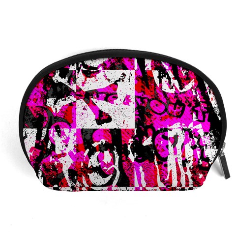 Pink Checker Graffiti Accessory Pouch (Large) from ArtsNow.com Front