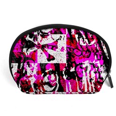 Pink Checker Graffiti Accessory Pouch (Large) from ArtsNow.com Front