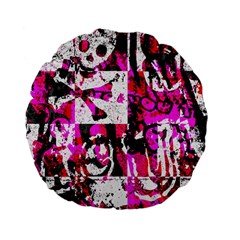 Pink Checker Graffiti Standard 15  Premium Flano Round Cushion  from ArtsNow.com Front