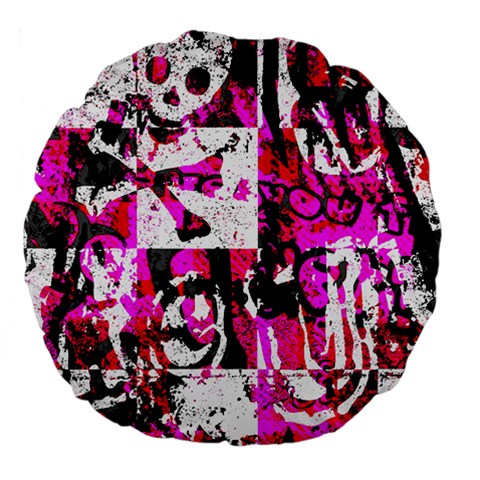 Pink Checker Graffiti Large 18  Premium Flano Round Cushion  from ArtsNow.com Back