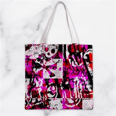 Pink Checker Graffiti Zipper Grocery Tote Bag from ArtsNow.com Front