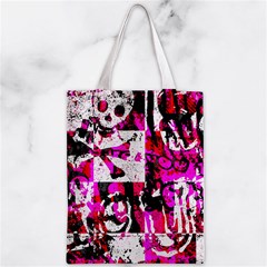 Pink Checker Graffiti Zipper Classic Tote Bag from ArtsNow.com Front