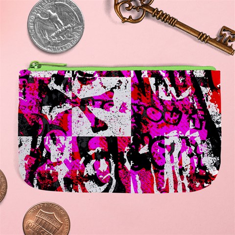 Pink Checker Graffiti Large Coin Purse from ArtsNow.com Front