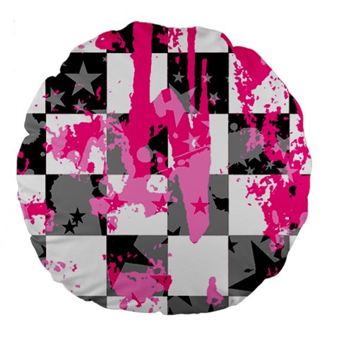 Pink Star Splatter Large 18  Premium Round Cushion  from ArtsNow.com Back