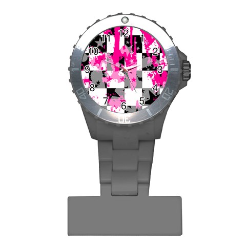 Pink Star Splatter Plastic Nurses Watch from ArtsNow.com Front