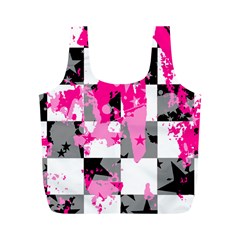 Pink Star Splatter Full Print Recycle Bag (M) from ArtsNow.com Front