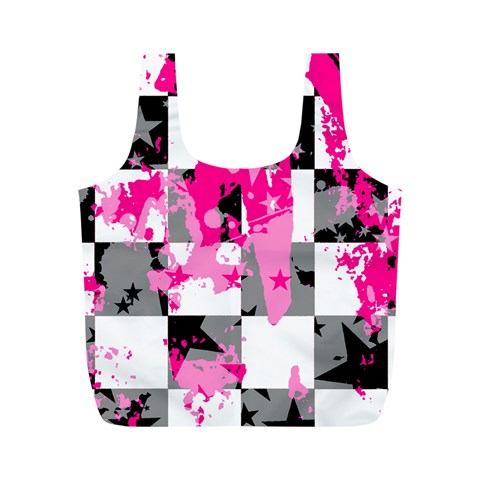 Pink Star Splatter Full Print Recycle Bag (M) from ArtsNow.com Back