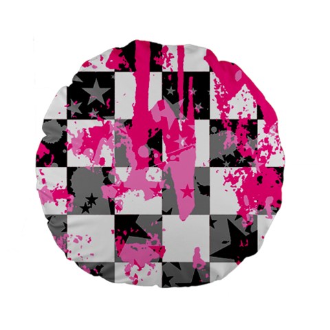 Pink Star Splatter Standard 15  Premium Flano Round Cushion  from ArtsNow.com Front