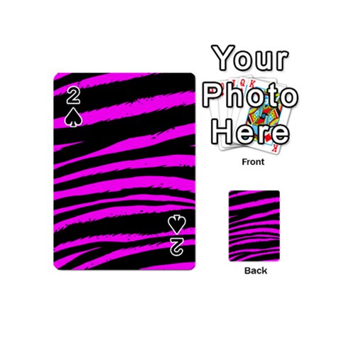 Pink Zebra Playing Cards 54 Designs (Mini) from ArtsNow.com Front - Spade2