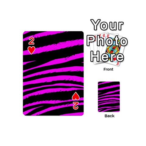 Pink Zebra Playing Cards 54 Designs (Mini) from ArtsNow.com Front - Heart2