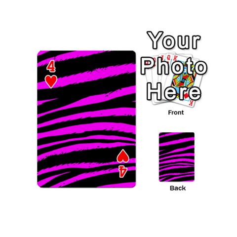 Pink Zebra Playing Cards 54 Designs (Mini) from ArtsNow.com Front - Heart4