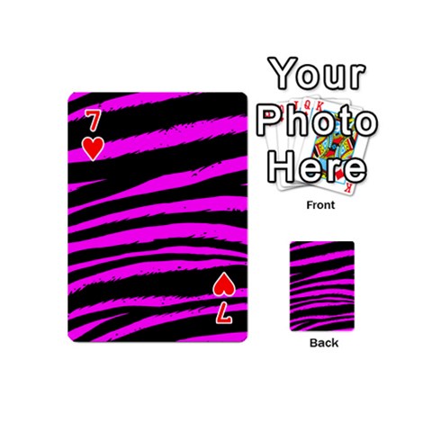 Pink Zebra Playing Cards 54 Designs (Mini) from ArtsNow.com Front - Heart7