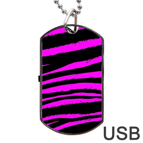 Pink Zebra Dog Tag USB Flash (One Side) from ArtsNow.com Front