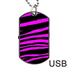 Pink Zebra Dog Tag USB Flash (Two Sides) from ArtsNow.com Front