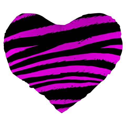 Pink Zebra Large 19  Premium Heart Shape Cushion from ArtsNow.com Back