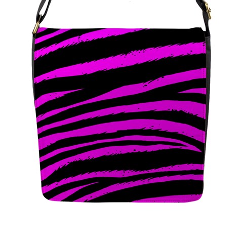 Pink Zebra Flap Closure Messenger Bag (L) from ArtsNow.com Front