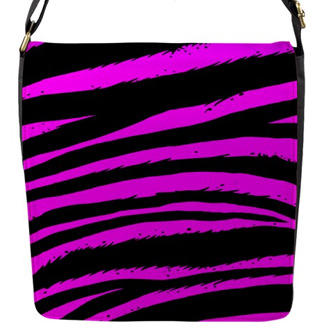 Pink Zebra Flap Closure Messenger Bag (S) from ArtsNow.com Front