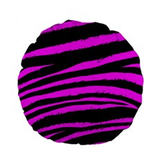 Pink Zebra Standard 15  Premium Flano Round Cushion  from ArtsNow.com Front