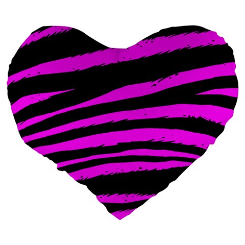 Pink Zebra Large 19  Premium Flano Heart Shape Cushion from ArtsNow.com Back