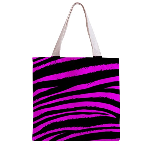 Pink Zebra Zipper Grocery Tote Bag from ArtsNow.com Front