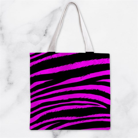 Pink Zebra Zipper Grocery Tote Bag from ArtsNow.com Back