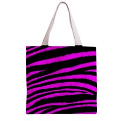 Pink Zebra Zipper Grocery Tote Bag from ArtsNow.com Back