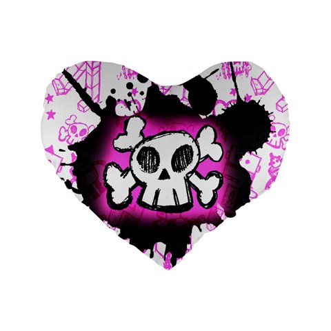 Cartoon Skull Standard 16  Premium Heart Shape Cushion  from ArtsNow.com Front