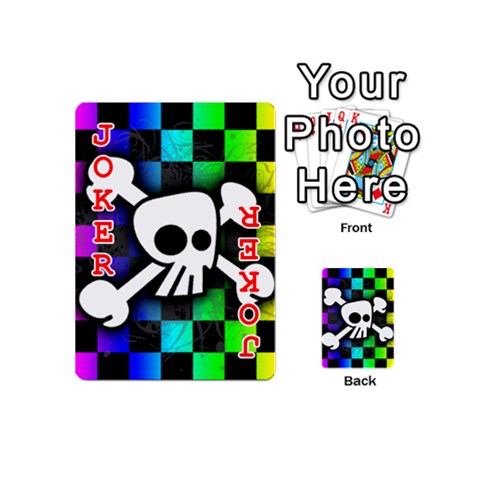 Checker Rainbow Skull Playing Cards 54 Designs (Mini) from ArtsNow.com Front - Joker2