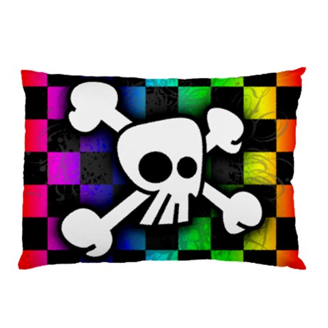 Checker Rainbow Skull Pillow Case (Two Sides) from ArtsNow.com Back