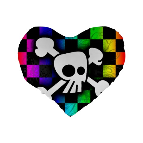 Checker Rainbow Skull Standard 16  Premium Heart Shape Cushion  from ArtsNow.com Back