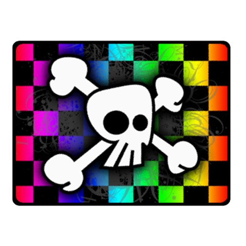 Checker Rainbow Skull Double Sided Fleece Blanket (Small) from ArtsNow.com 45 x34  Blanket Back