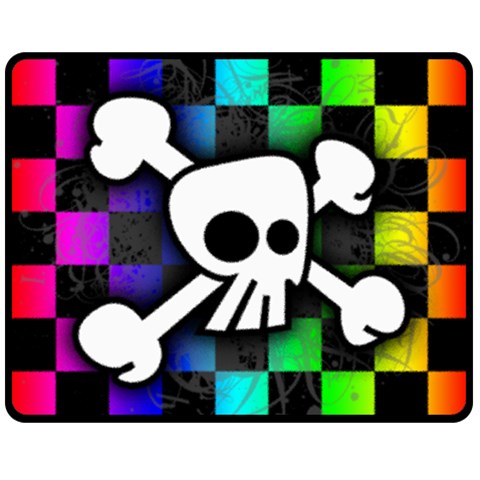 Checker Rainbow Skull Double Sided Fleece Blanket (Medium) from ArtsNow.com 58.8 x47.4  Blanket Back