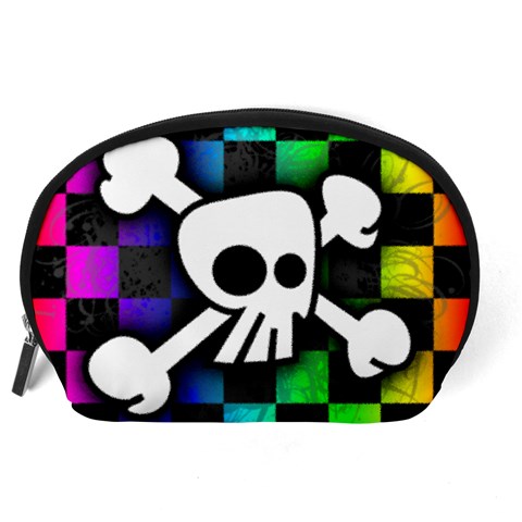 Checker Rainbow Skull Accessory Pouch (Large) from ArtsNow.com Back