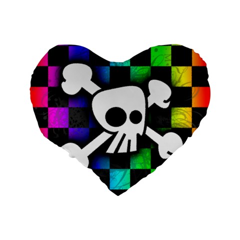 Checker Rainbow Skull Standard 16  Premium Flano Heart Shape Cushion  from ArtsNow.com Back